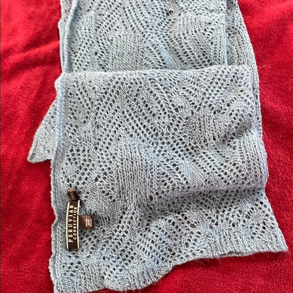 Peruvian Connection Sky Blue Women's Knit Wrap